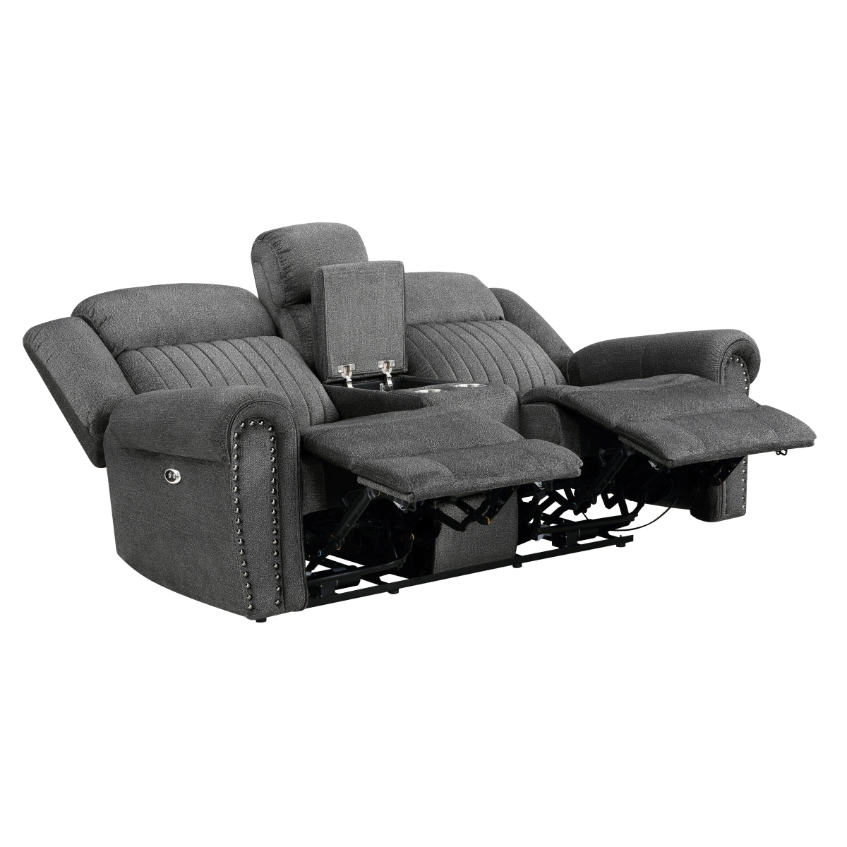 Side view showing reclining position of loveseat
