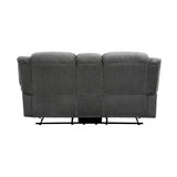 Back view of Brennen charcoal reclining loveseat