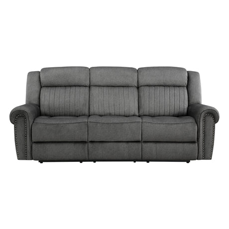 Brennen charcoal power reclining double sofa front angle