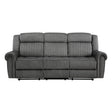 Brennen charcoal reclining sofa front angle showing seat and arm details