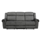 Brennen charcoal reclining sofa front angle showing seat and arm details