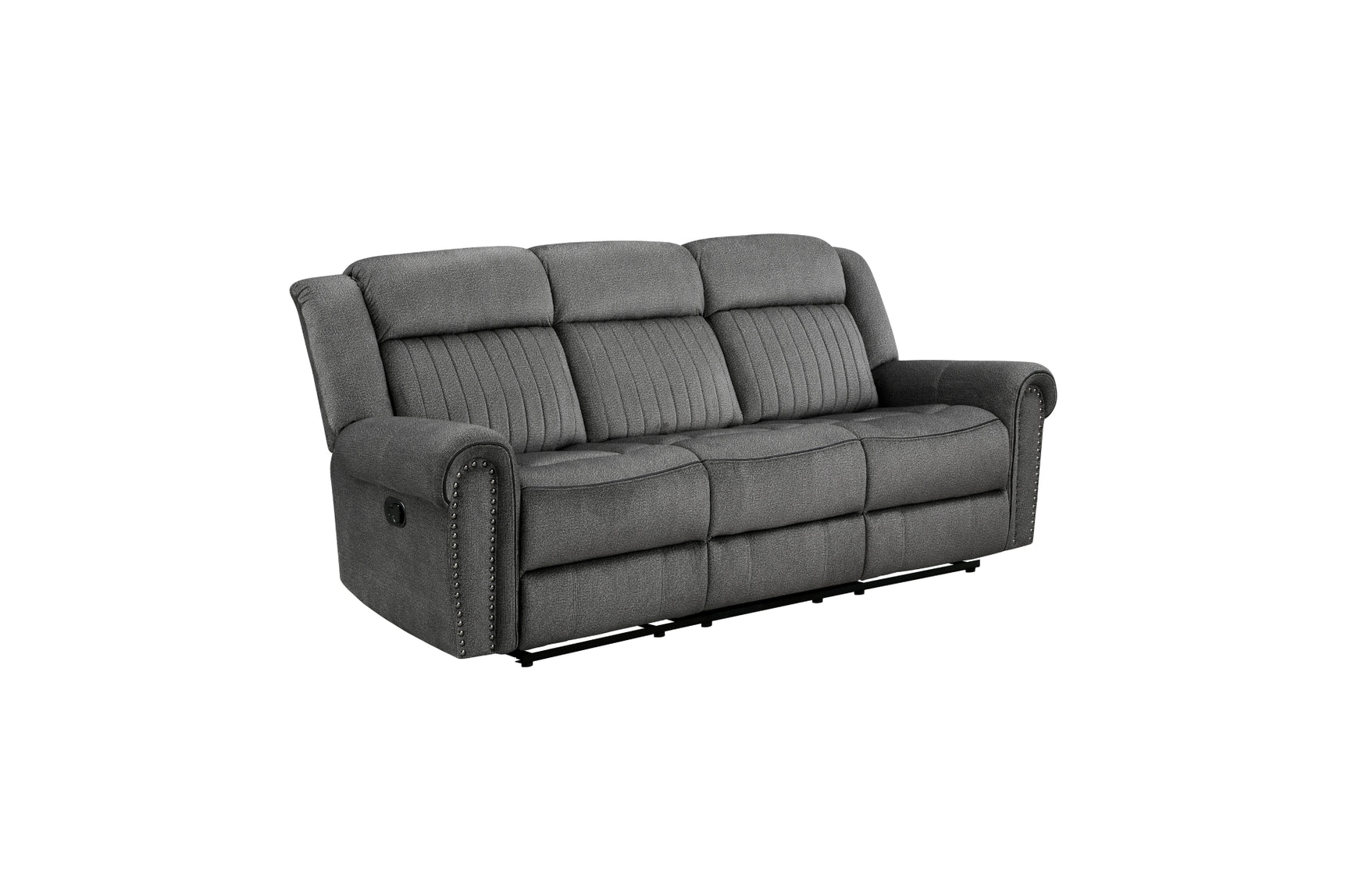 Brennen charcoal loveseat console lift-top storage open