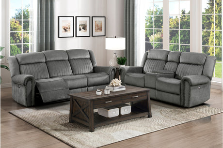 Brennen Charcoal power reclining sofa front view