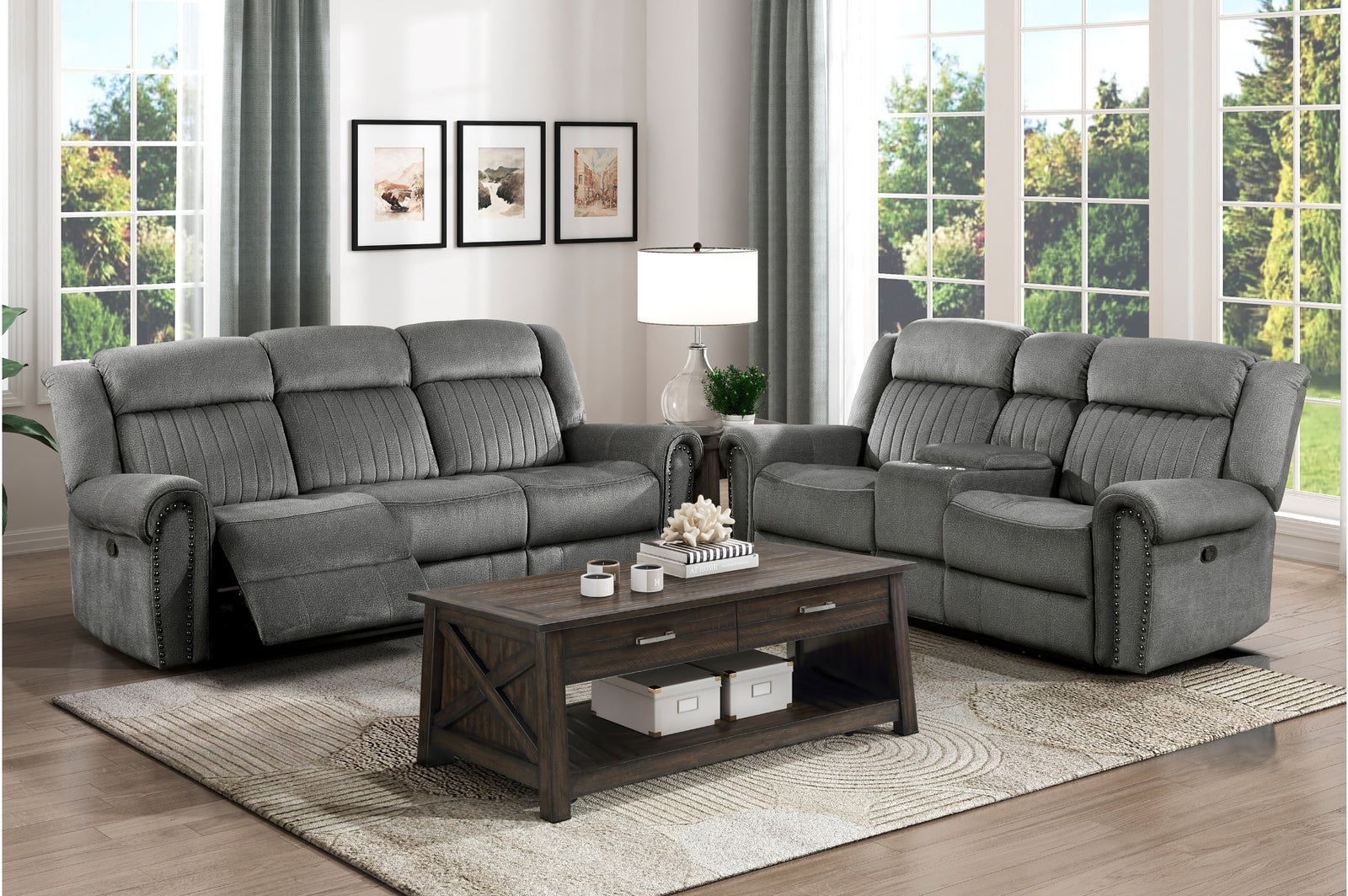Brennen Charcoal Reclining Set