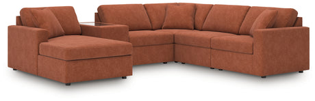 Head-on view of sectional sofa cushions