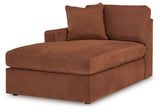 Side angled view of sectional sofa chaise