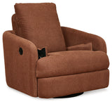 Modmax Spice Nuvella swivel glider recliner storage compartment open