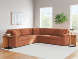 Living room view with sectional and decor