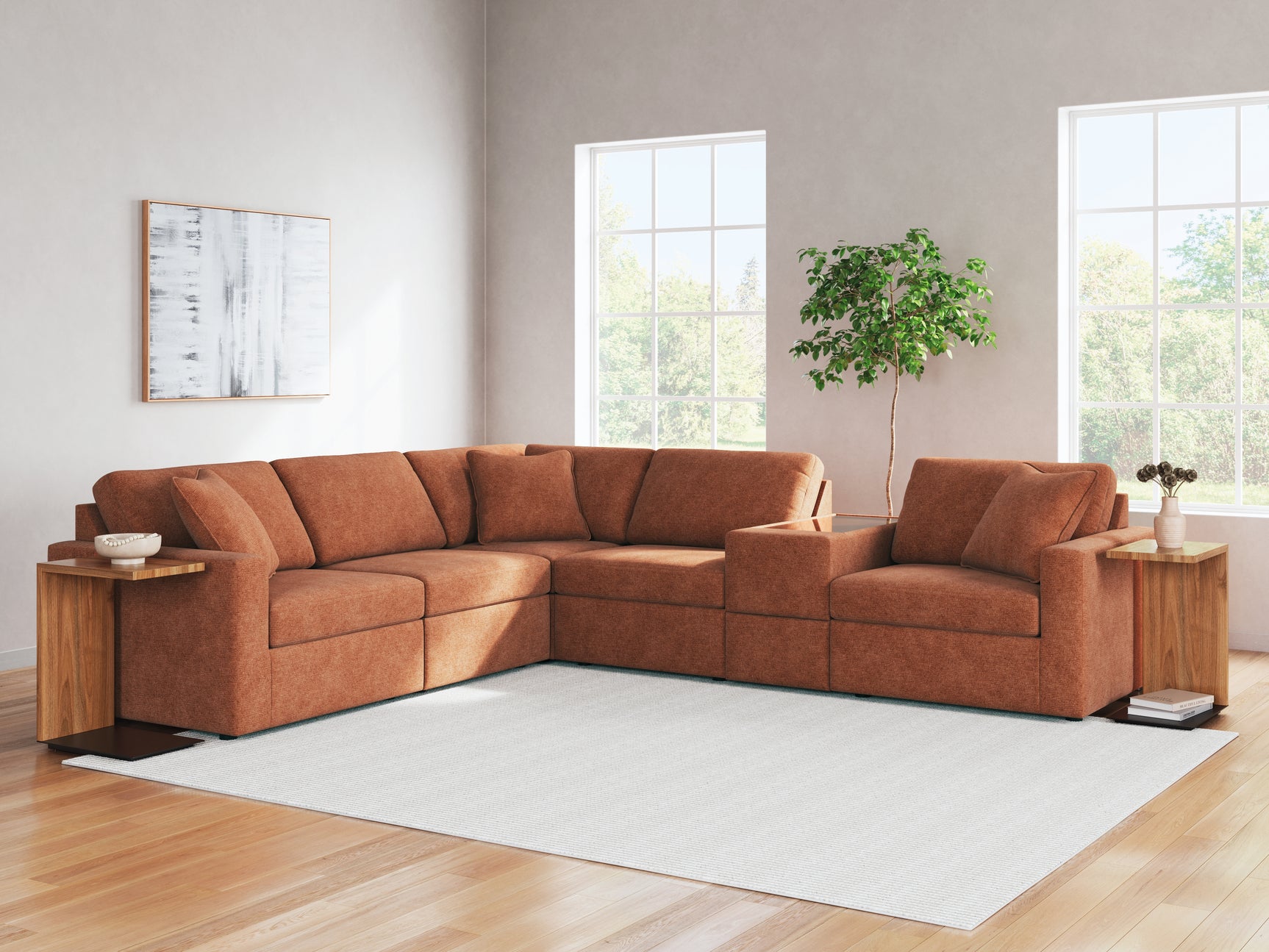 detail view of Modmax Spice Performance Fabric,Next-Gen Nuvella™ 6-Piece Sectional sectional sofa
