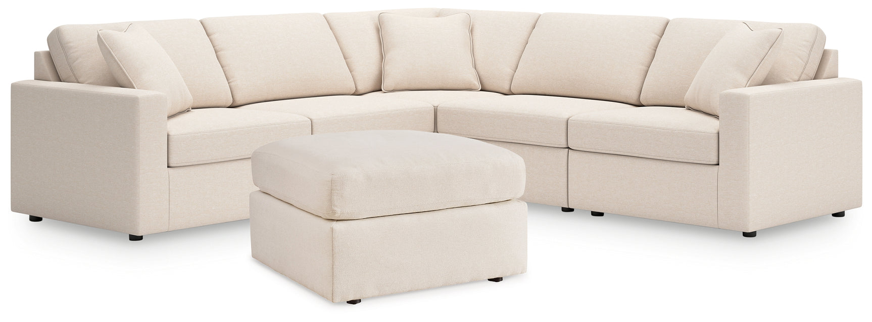 Side view showing sectional and ottoman in oyster color