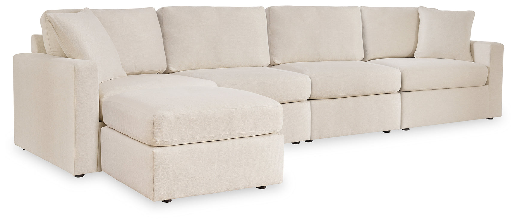 Side view of Modmax Oyster 4-Piece Sectional Sofa with Ottoman