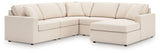 Side view of Modmax 5-Piece Sectional with Chaise in oyster fabric