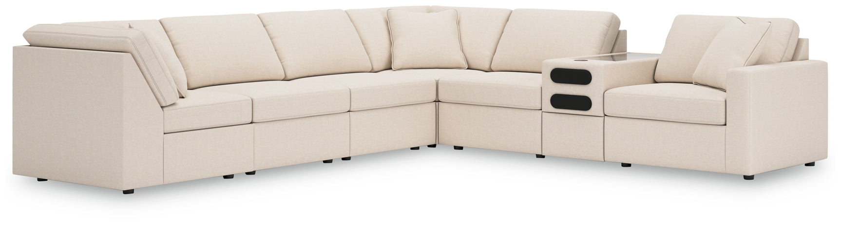 side view of Modmax Oyster Performance Fabric Next-Gen Nuvella™ 7-Piece Sectional sectional sofa