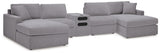 Side view of Modmax Granite 5-Piece Sectional highlighting fabric and audio console