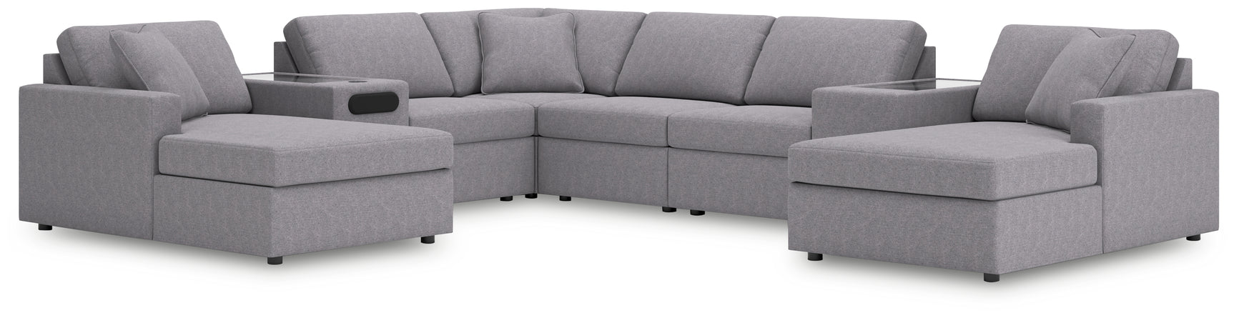 Side view of Modmax Granite Performance Fabric sectional sofa with chaise