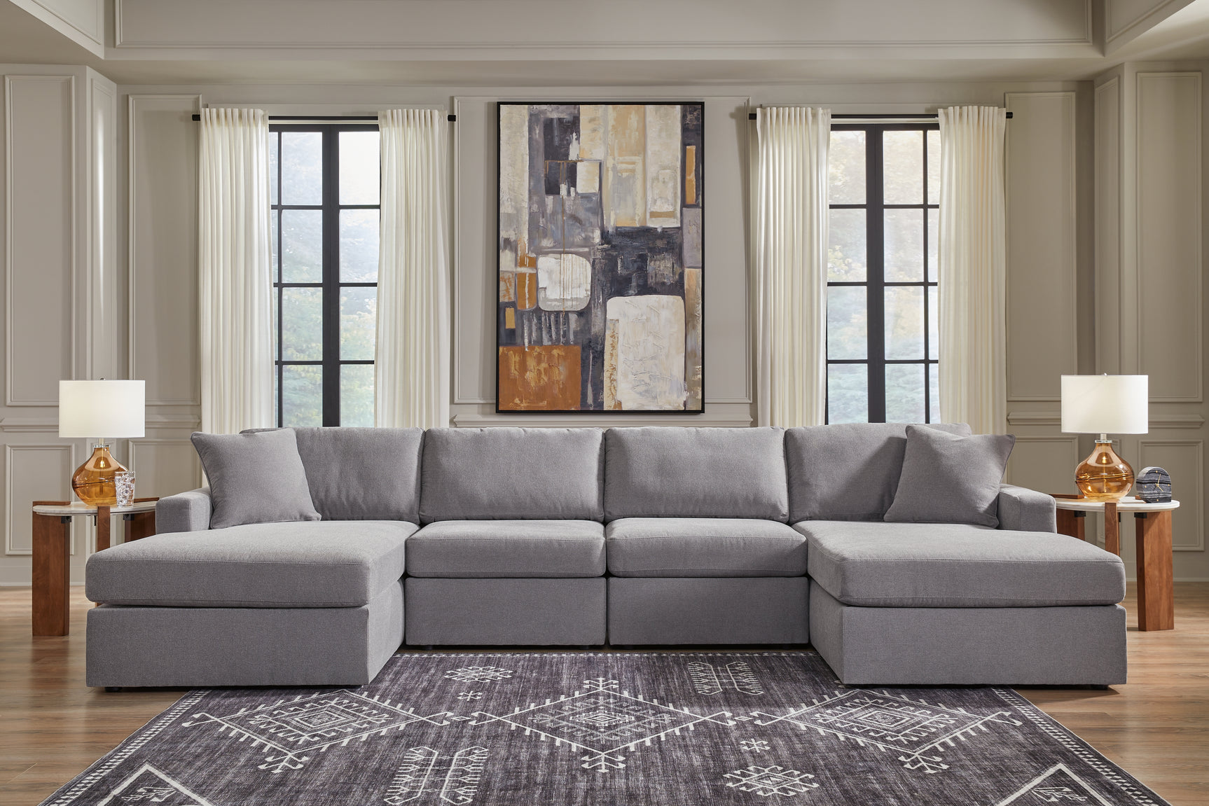 Room view of Modmax 4-piece sectional with chaise