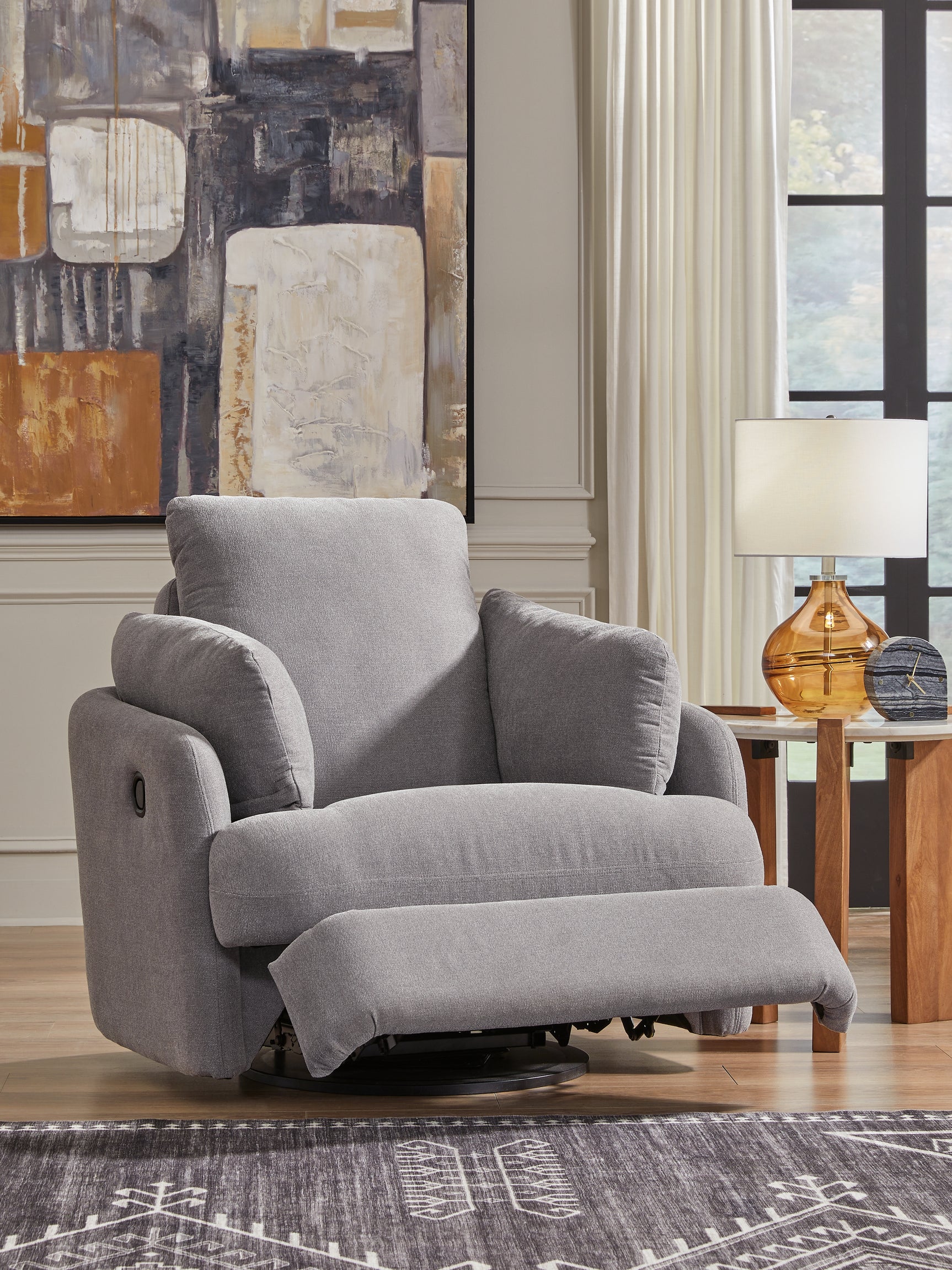 Side profile of Modmax Granite Performance Fabric Next-Gen Nuvella Swivel Glider Chair