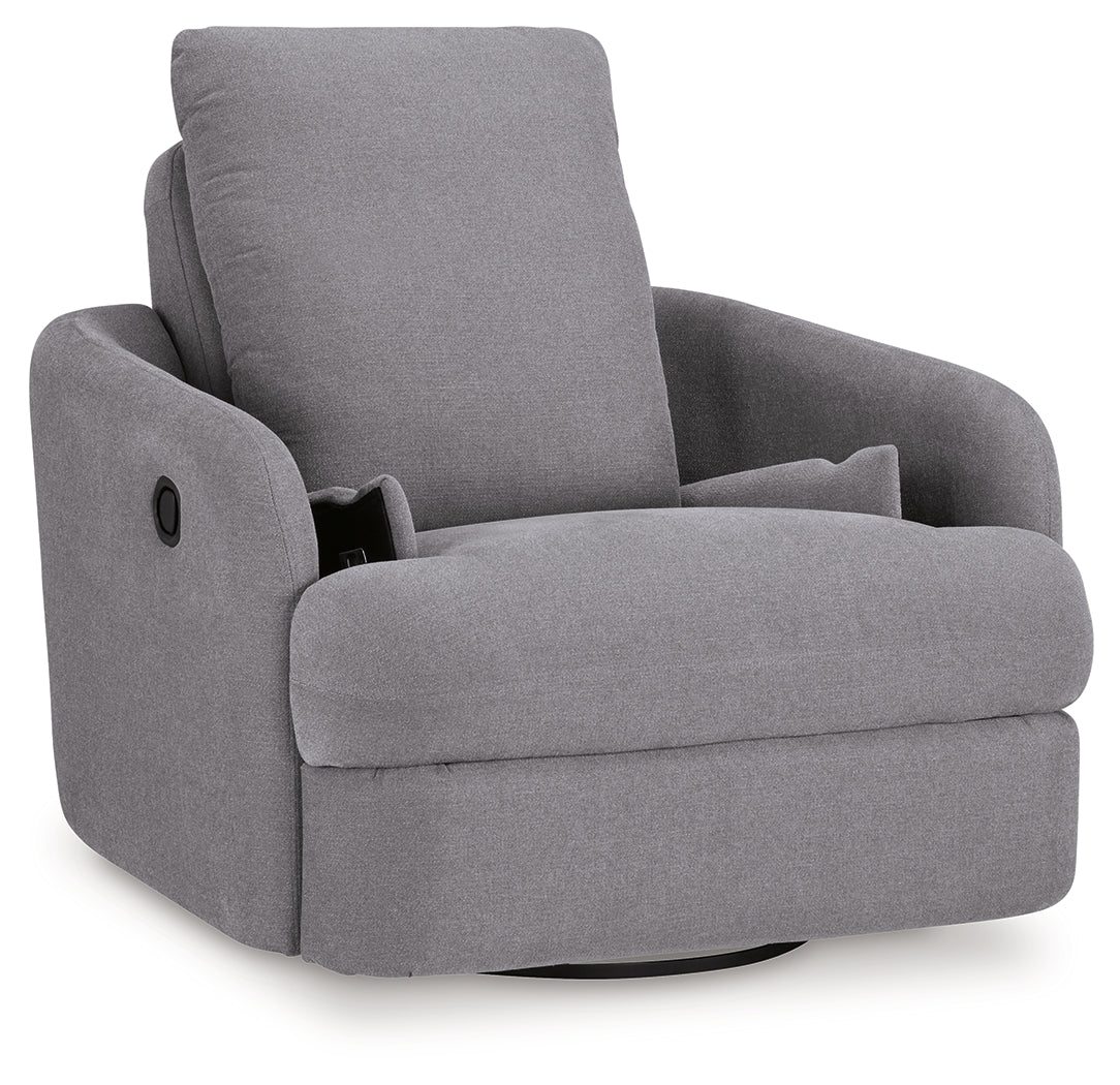 Modmax Granite Performance Fabric Next-Gen Nuvella Swivel Glider Chair reclining angle