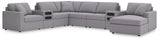 side angle of Modmax Granite 8-Piece Sectional Sofa with Audio System and Left Chaise