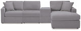 Modmax Granite Performance Fabric 4-Piece Sectional with Chaise, front view
