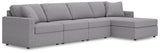 Side view of Modmax Granite fabric sectional with chaise