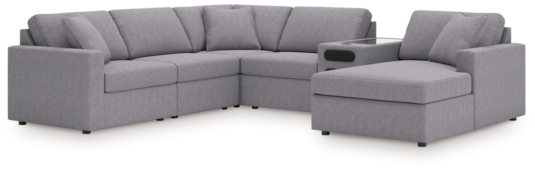 Side angle of Modmax Granite Performance Fabric Sectional Sofa with Chaise