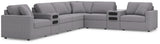 Sectional sofa detail showing upholstery stitching