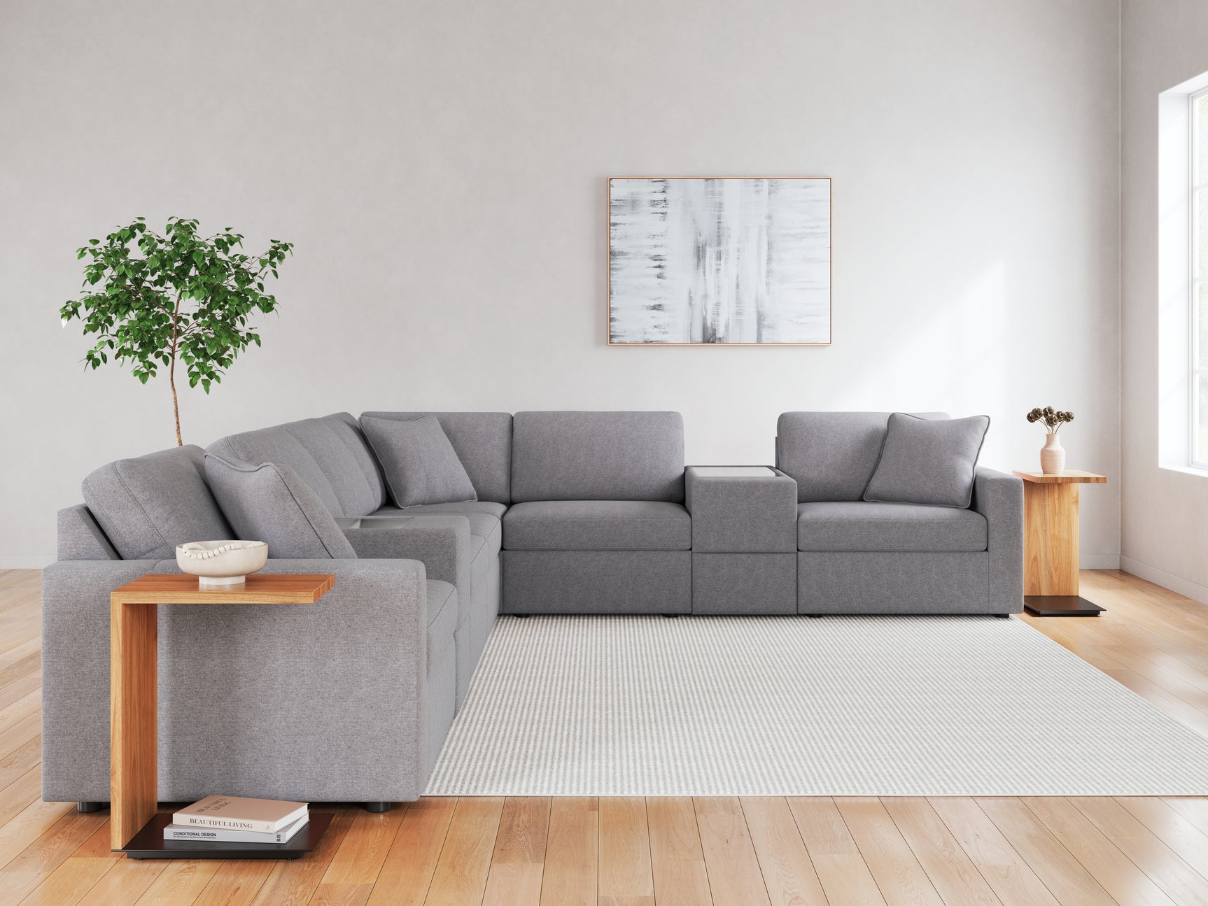 Modmax 8-Piece Granite performance fabric sectional sofa front view