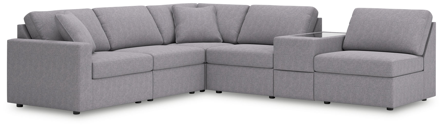 Main view highlighting sectional in modern living space