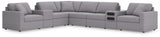 Side angle of Modmax Granite sectional sofa showing fabric texture