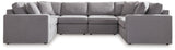 Side perspective highlighting sectional's USB charging port