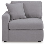 Main view of sectional sofa showing granite upholstery