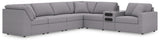 side view of Modmax Granite 7-Piece Sectional Sofa showing USB port and storage