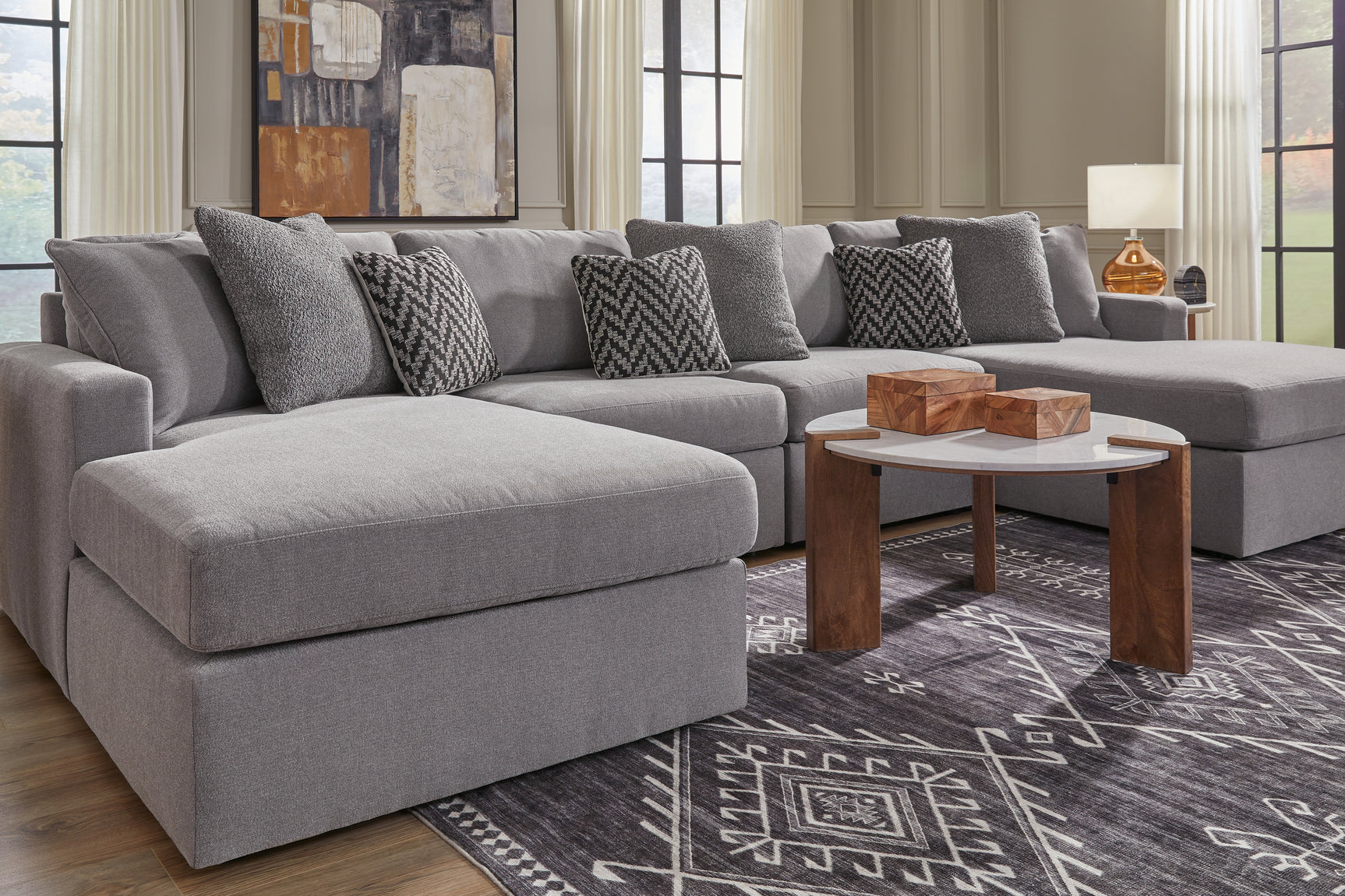 Front angled view of Modmax Granite Performance Fabric 4-Piece Sectional