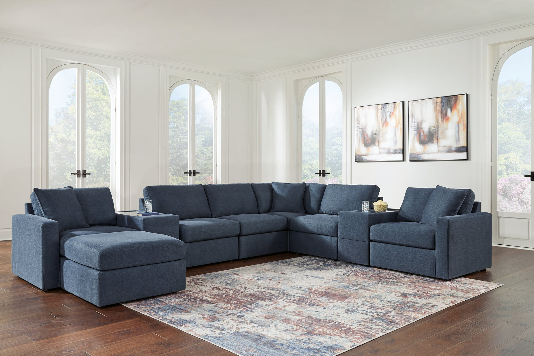 side view of Modmax Ink sectional sofa with Ottoman