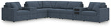 Side profile of sectional sofa showing depth