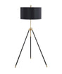 Zabka Tripod Floor Lamp black fabric shade and gold metal tripod base