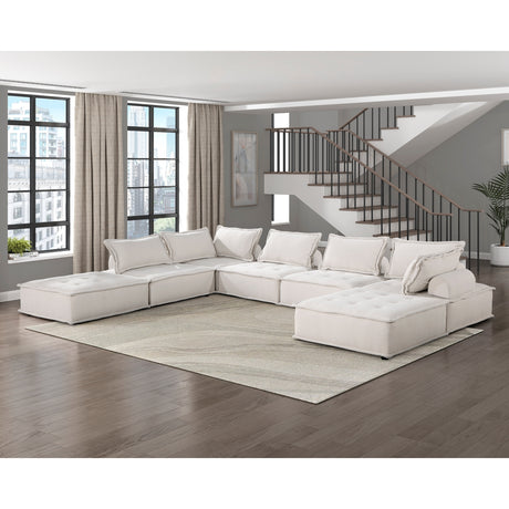 Helena White 7-Piece Modular Sectional sofa room view