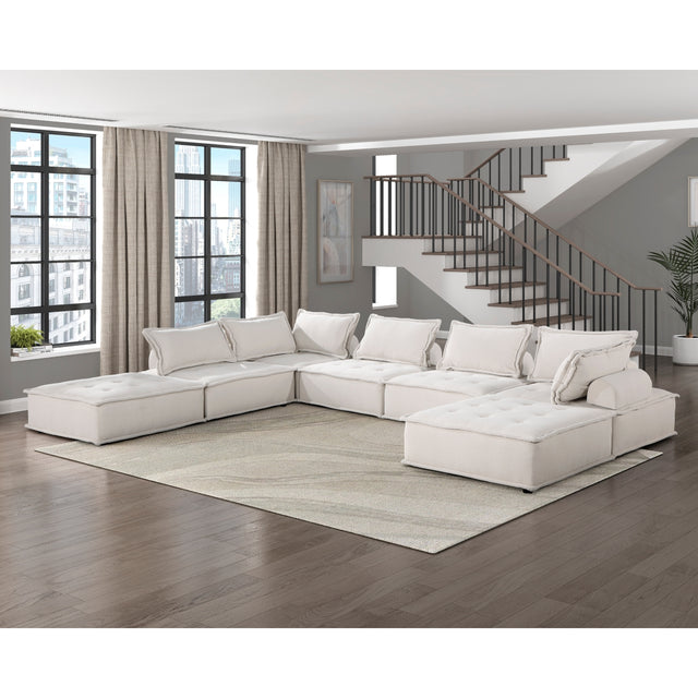 Helena White 7-Piece Modular Sectional sofa room view