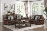 Franklin dark brown faux leather sofa main view