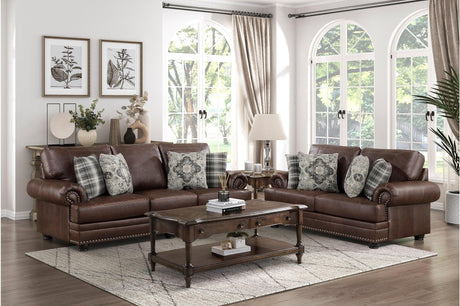 Franklin dark brown faux leather sofa main view