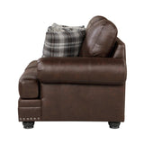 Close-up of rolled arm with nailhead trim on Franklin Loveseat