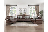 Franklin dark brown faux leather sofa side view