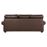 Close-up detail of Franklin Dark Brown Sofa upholstery and frame