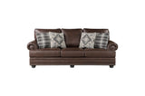 Detail of Franklin dark brown faux leather sofa upholstery
