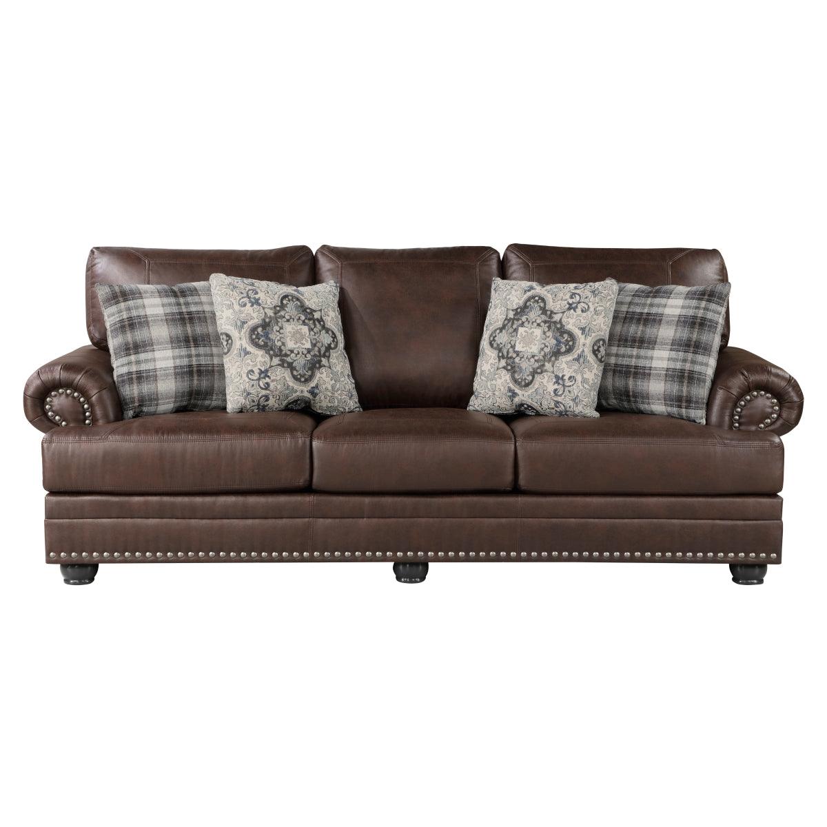 Franklin Dark Brown Sofa front view showing seating area