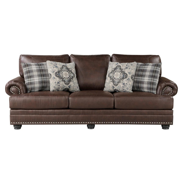 Franklin Dark Brown Sofa front view showing seating area