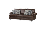 Franklin dark brown faux leather sofa seating area