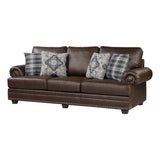 Franklin Dark Brown Sofa side view highlighting armrest