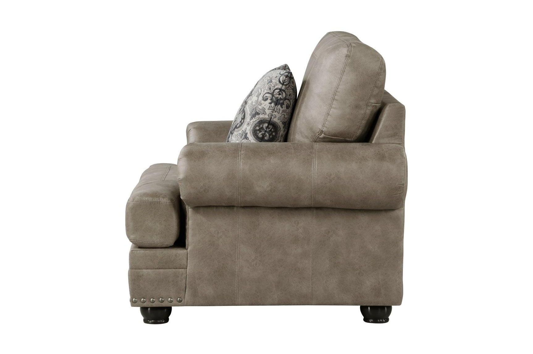 Detailed view of stitching on Franklin Brown couch